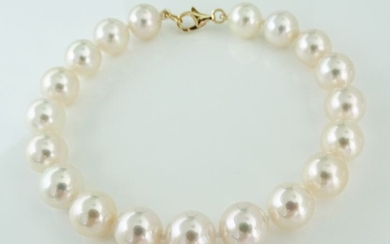 HS Jewellery - Akoya Pearls, Premium AAA 8.5 -9 mm - 18 kt. Yellow gold - Bracelet - No Reserve Price