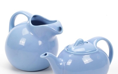 Hall "Cadet Blue" Ceramic Teapot and Pitcher