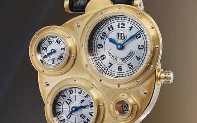 Halter Barnes, The earliest example known, an unprecedented, groundbreaking, and intricate yellow gold perpetual calendar wristwatch with leap year indicator, guarantee, and presentation box