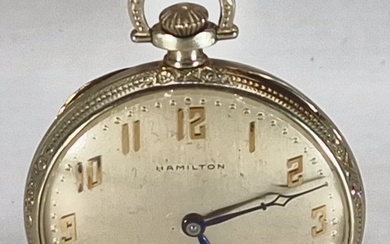 Hamilton Watch & Co Lancaster - 14K Weißgold Lepine Taschenuhr - Schmucklepine - Prunkwerk - USA around 1920