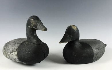Hand Carved, Painted Bluebill Duck Decoys (2pc)