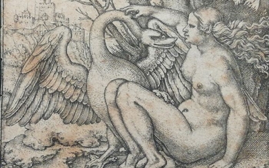 Hans Sebald Beham (1500-1550) - "Leda e il cigno" - raro originale