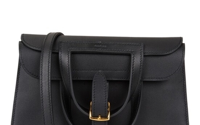Hermès Black Mini Halzan 22cm of Swift Leather with Gold Hardware
