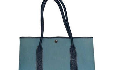 Hermès - Garden party 36 en Denim bleu et cuir bleu Handbag