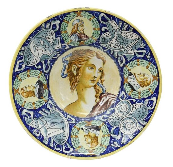 ITALIAN MAJOLICA CHARGER W/ MUSICAL TROPHIES