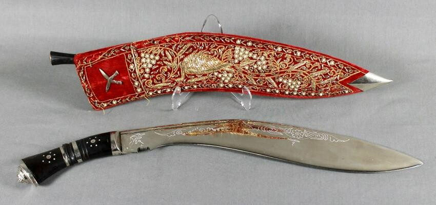 Indian Machete Knife, Khukuri Style With Faux Pearl