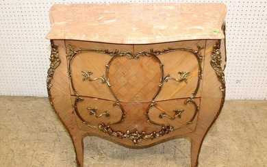Italian French style marble top 2 drawer commode