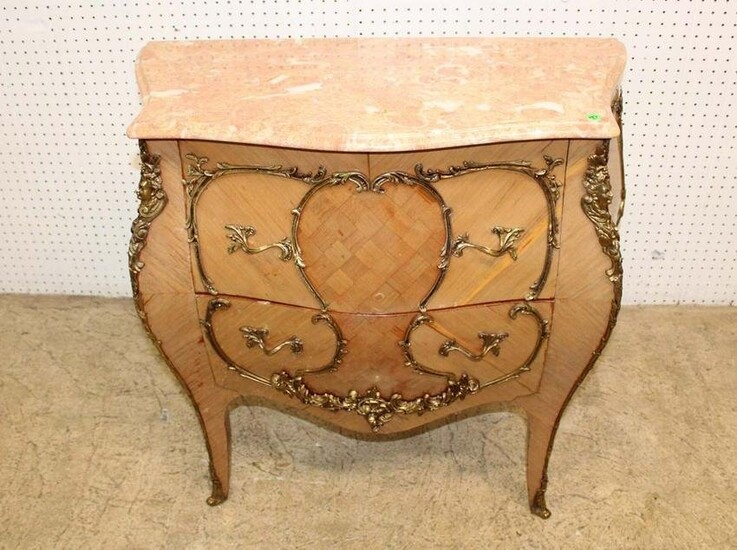 Italian French style marble top 2 drawer commode
