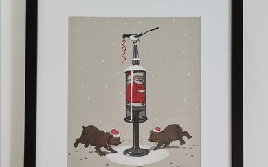 Ivan Razumov; New Year's card 21 years, 2020; paper, ink, acrylic; 31.5 x 24 cm (47 x 39 cm including frame)