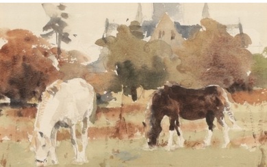 *JOHN YARDLEY (b. 1933) Ponies grazing signed lower right, ...