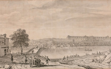 Jacques Rigaud Marseille, 1680 - Paris, 1754 Vue du château-neuf de Saint-Germain-en-Laye, et du village du Pecq