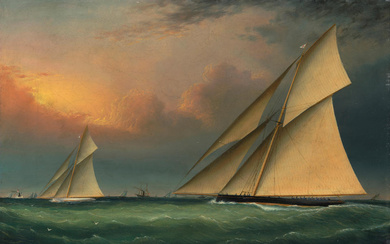 James Edward Buttersworth (1817-1894) America's Cup Defense, 1885 (Puritan and...