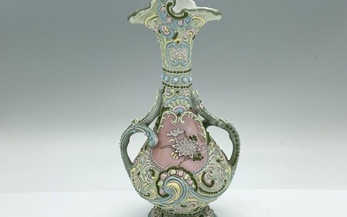 Japanese Moriage Porcelain Double Handled Vase
