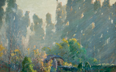 Jean Mannheim (1861-1945) Hazy Morning (Pasadena) 34 x 39 in....