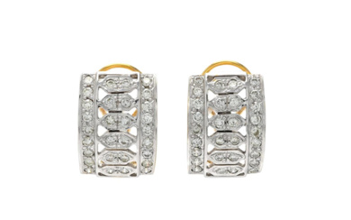 Jewellery Earrings EARRINGS, 14K gold/white gold, 60 brilliant cut diamon...