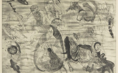 Jiri Anderle, Czechoslovakian b.1936- Komedie no 1., 1967; drypoint etching on wove, signed, dated, titled and numbered 1/30 in pencil, plate 64 x 46cm (framed) (ARR)