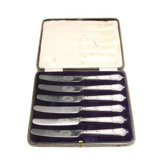 John Biggin Sterling Silver Knife Set in Presentation Case, 1905