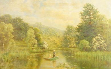 John Bonny, British 1874-1948- River landscape; oil on canvas, signed lower left, 52 x 76 cm