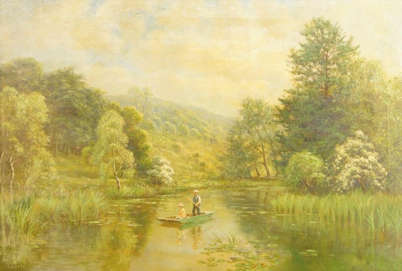 John Bonny, British 1874-1948- River landscape; oil on canvas, signed lower left, 52 x 76 cm
