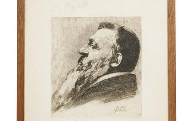John Phillipp - a signed etching portrait of Auguste