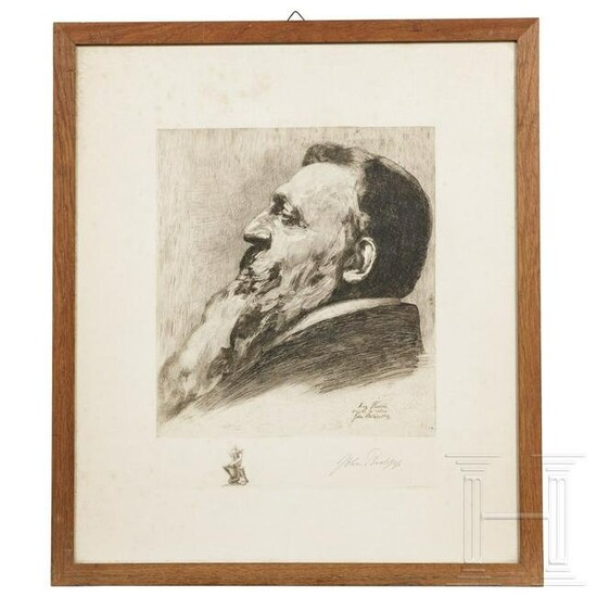 John Phillipp - a signed etching portrait of Auguste