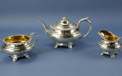 John Walton Silver Regency 3-pc Tea Set, 1809
