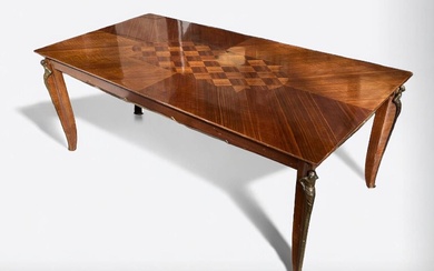 Jules LELEU (1883-1961), attribué à Grande table de salle à manger en bois de placage...