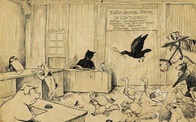 KURT WIESE. "The First Animal Bank of Centerboro." Double-page endpaper illustration for Wiggins...