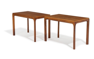 Kai Kristiansen: A pair of Brazilian rosewood side tables. Manufactured by Aksel Kjersgaard. 1960s. H. 41. L. 60. W. 36 cm. (2)