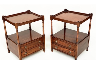 LAMP TABLES, a pair, George III style mahogany, each with ga...