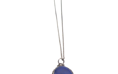 LAPIS LAZULI SET IN 925 SILVER WITH 925 SILVER CHAIN.