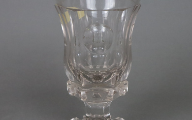 LARGE GOBLET - 19. Century, probably Bohemia, thick-walled clear glass.