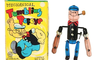 LINEMAR TIN-LITHO WIND-UP TUMBLING POPEYE TOY IN