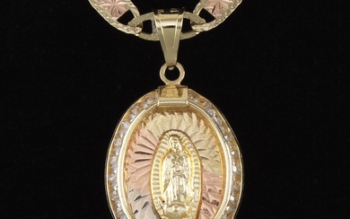 Ladies' Gold Mariner Necklace with Prayer Pendant
