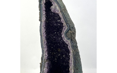 Large Amethyst Crystal Chimney. Natural Mineral Specimen.