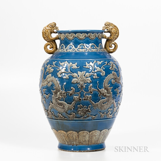 Large Blue-glazed Porcelain Jar