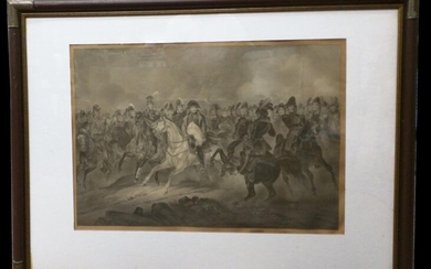 Large Etching of a Battles Scene with Napoleon
