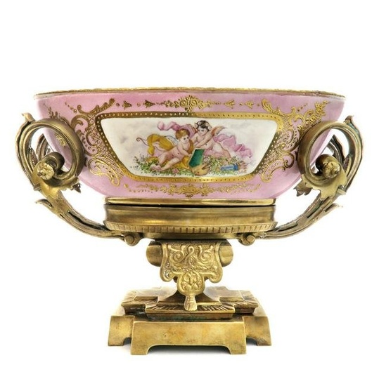 Large French Bronze Mounted Sevres Centerpiece