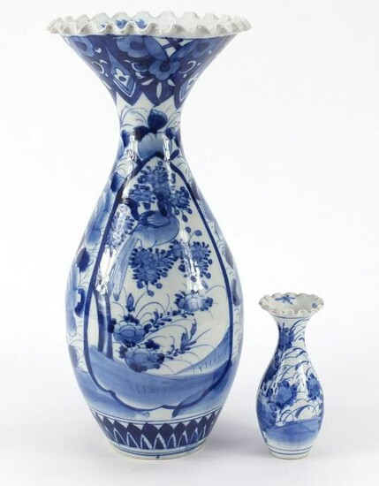 Large Japanese blue and white porcelain vase hand