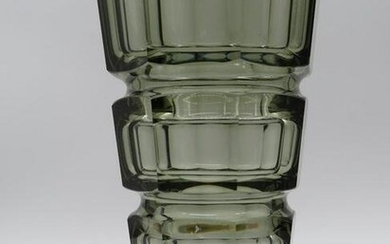 Large Moser Josef Hoffman Smoked Glass Vase