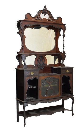 Late 19th Century mahogany drop centre mirror back salon...