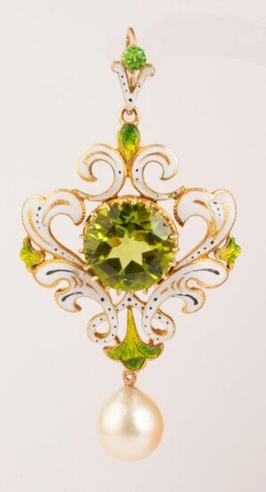 Late 19th century pendant in 18k (750 thousandths) yellow gold...
