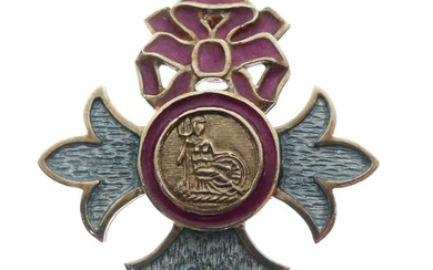 Late 20th Century silver gilt and enamel MBE brooch