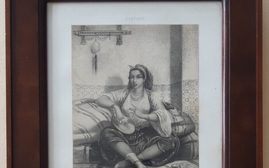 Léopold de Moulignon, after: An odalisque, c. 1865. Signed in the print. In mahogany frame. Frame 37.5×32.5 cm. 27.5×22.5 cm.