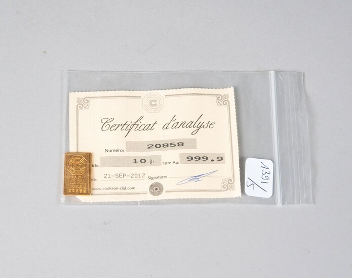 Lingotin en or. Poids: 10 g (Certificat... - Lot 47 - Paris Enchères - Collin du Bocage