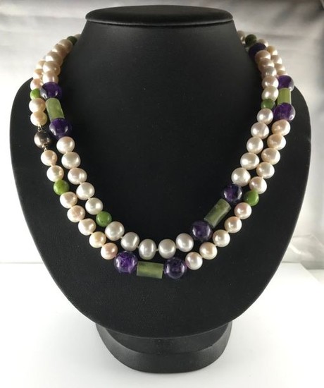 Long necklace of freshwater cultured pearls of approx....