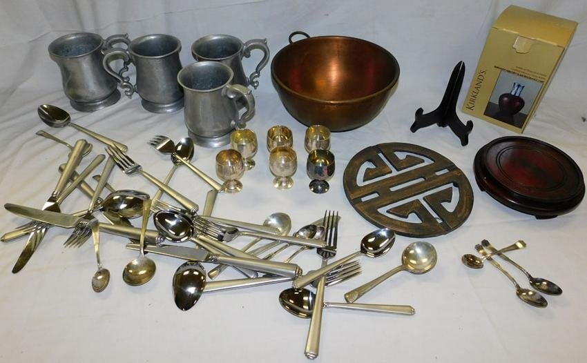 Lot Stainless Steel Flatware, Aluminum & Copper Items