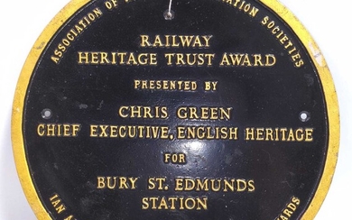 Lot details A cast metal Railway Heritage Trust Award...