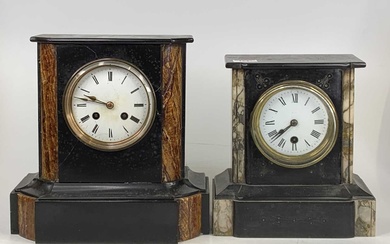 Lot details A late Victorian slate mantel clock, having rouge...