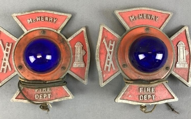Lot of 2 : Vintage "McHenry Fire Dept" Logo Insignia